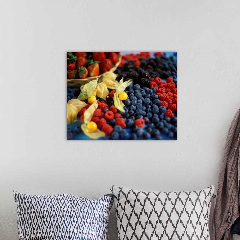 A bohemian room featuring Bilberries, strawberries and raspberries