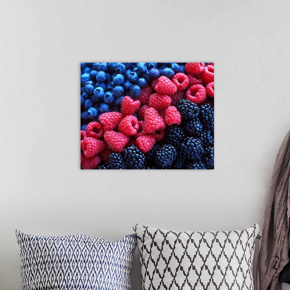 A bohemian room featuring Blueberries, raspberries and blackberries