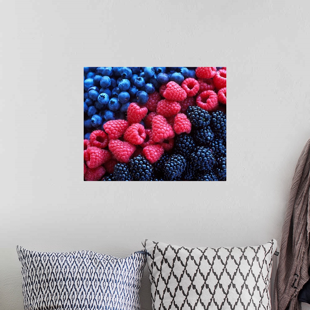 A bohemian room featuring Blueberries, raspberries and blackberries