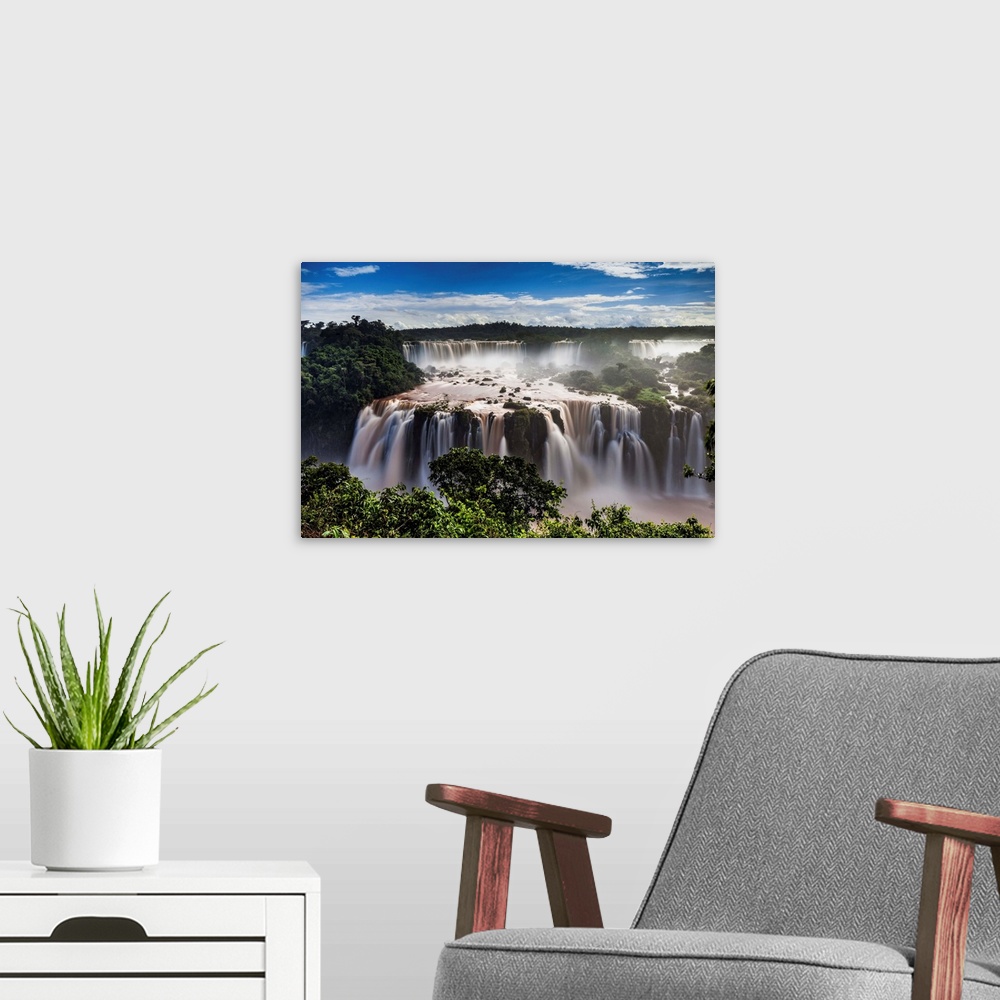 A modern room featuring Brazil, Parana, Iguazu National Park, Salto Tres Mosqueteros, Iguassu Falls.