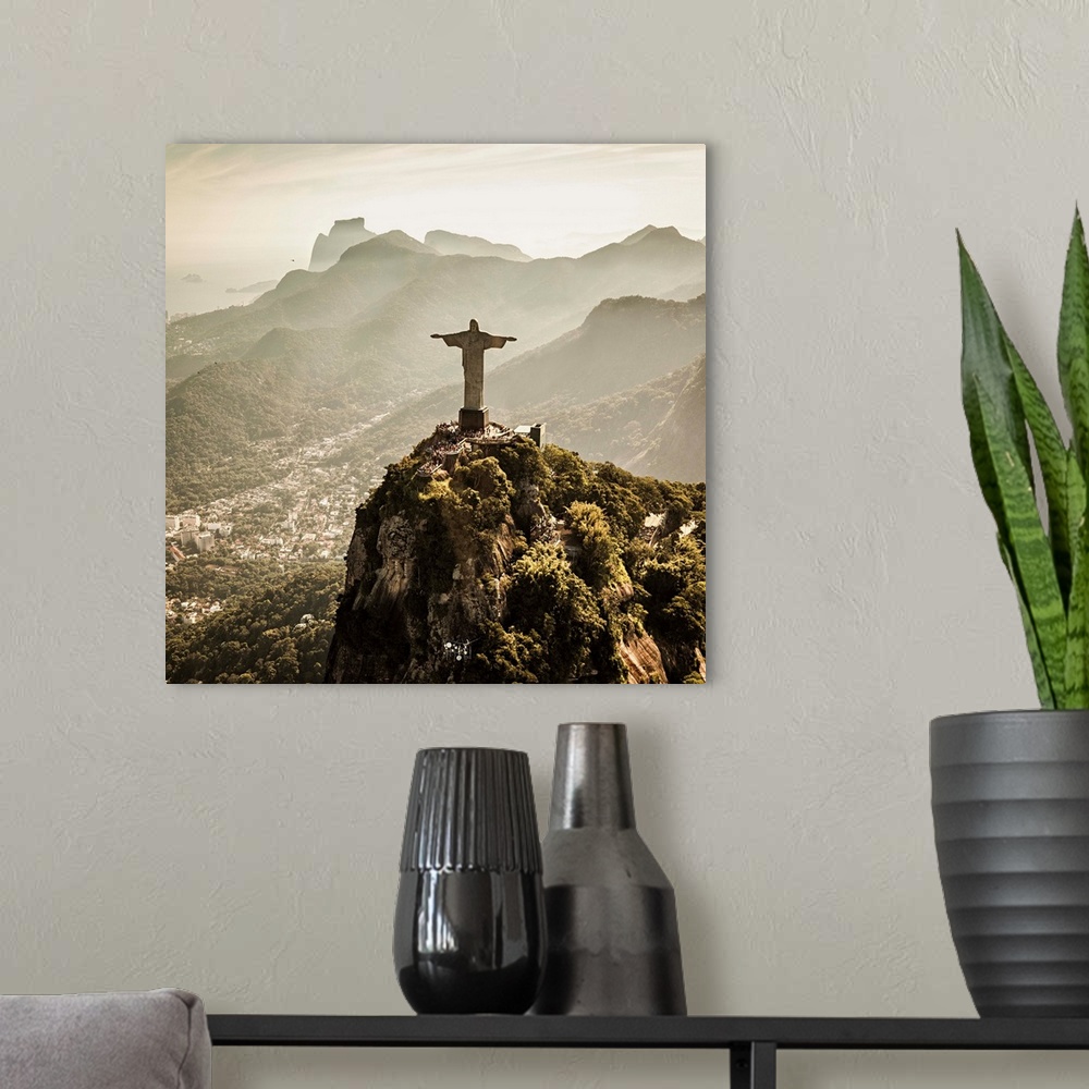 A modern room featuring Brazil, Rio de Janeiro, Corcovado, Christ the Redeemer.