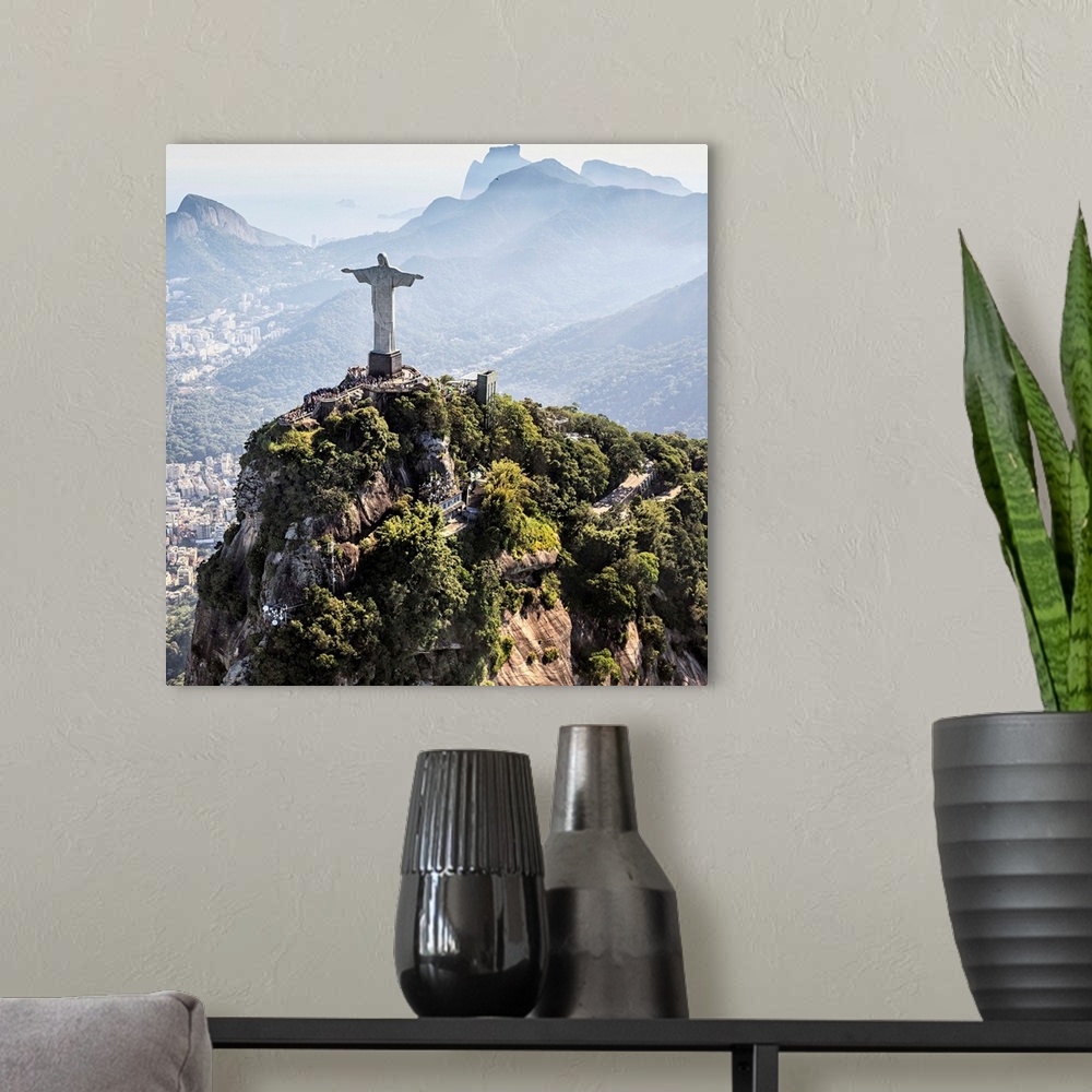 A modern room featuring Brazil, Rio de Janeiro, Corcovado, Christ the Redeemer, Baia da Guanabara.