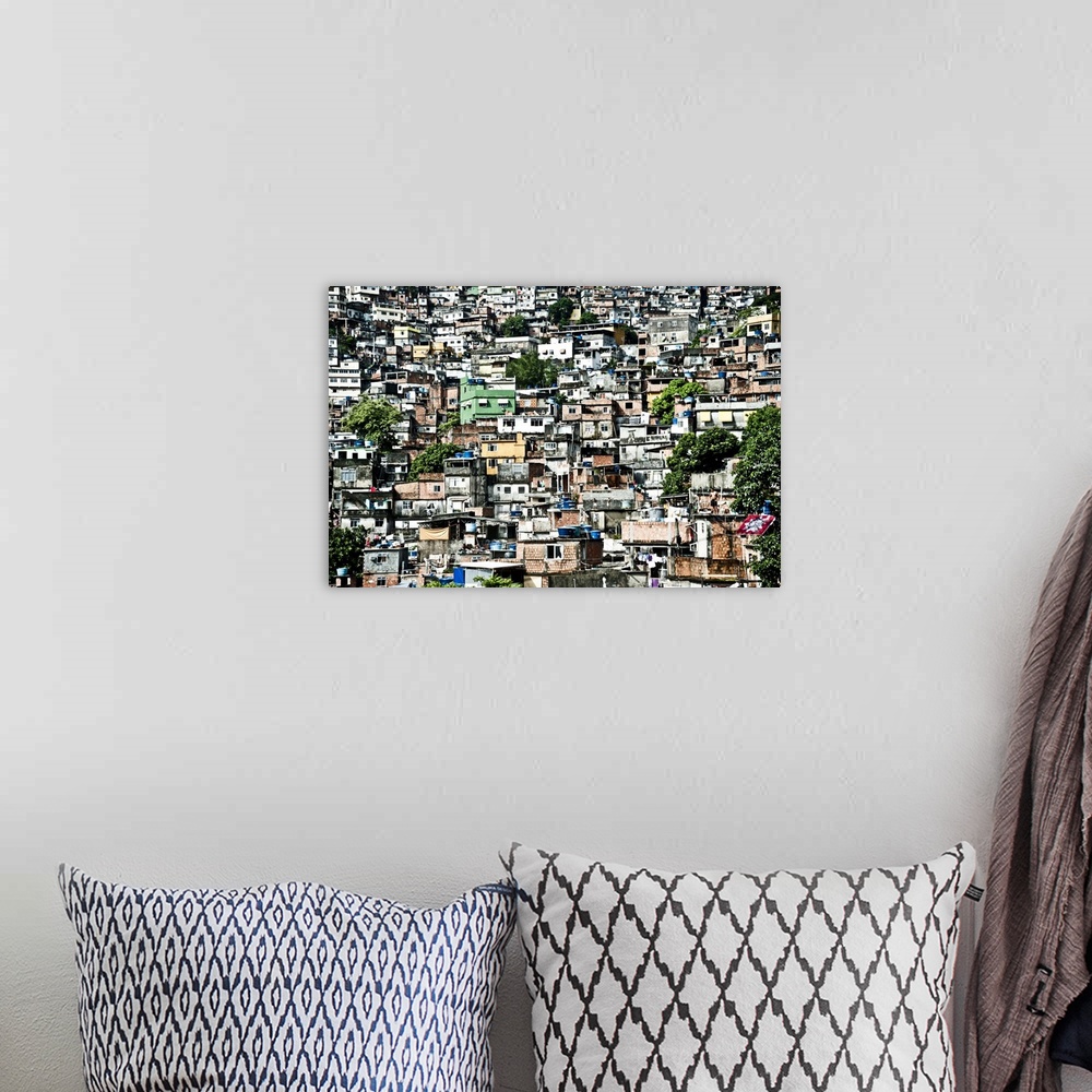 A bohemian room featuring Brazil, Rio de Janeiro, View of Rocinha Favela.