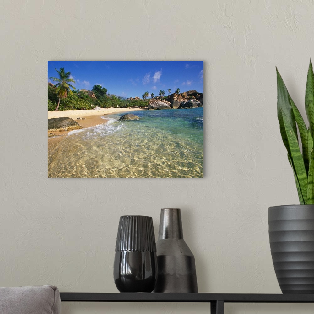 A modern room featuring British West Indies, British Virgin Islands, BVI, Virgin Gorda, View of the beach