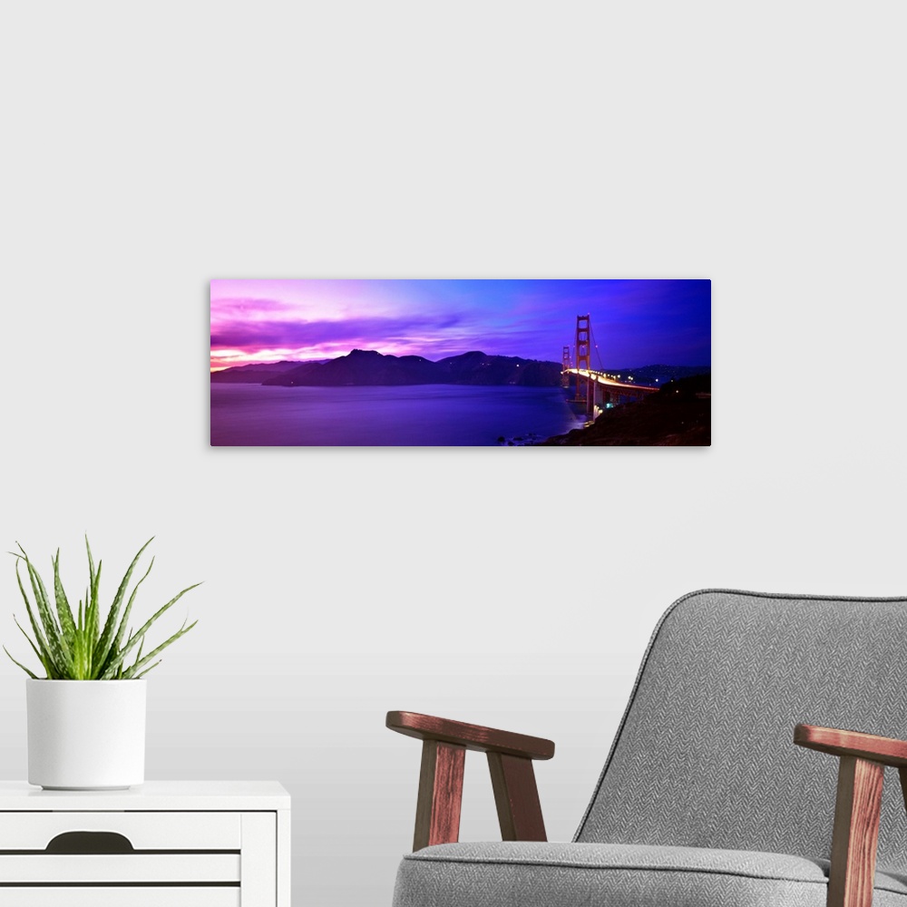 A modern room featuring CA, San Francisco, Golden Gate Bridge and Marin Headlands at sunset