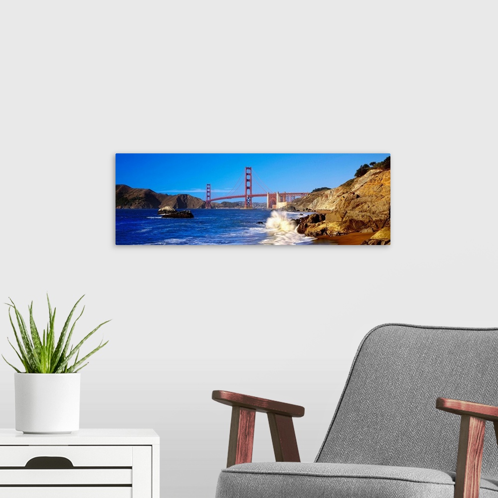 A modern room featuring CA, San Francisco, Golden Gate Bridge, View from Baker Beach