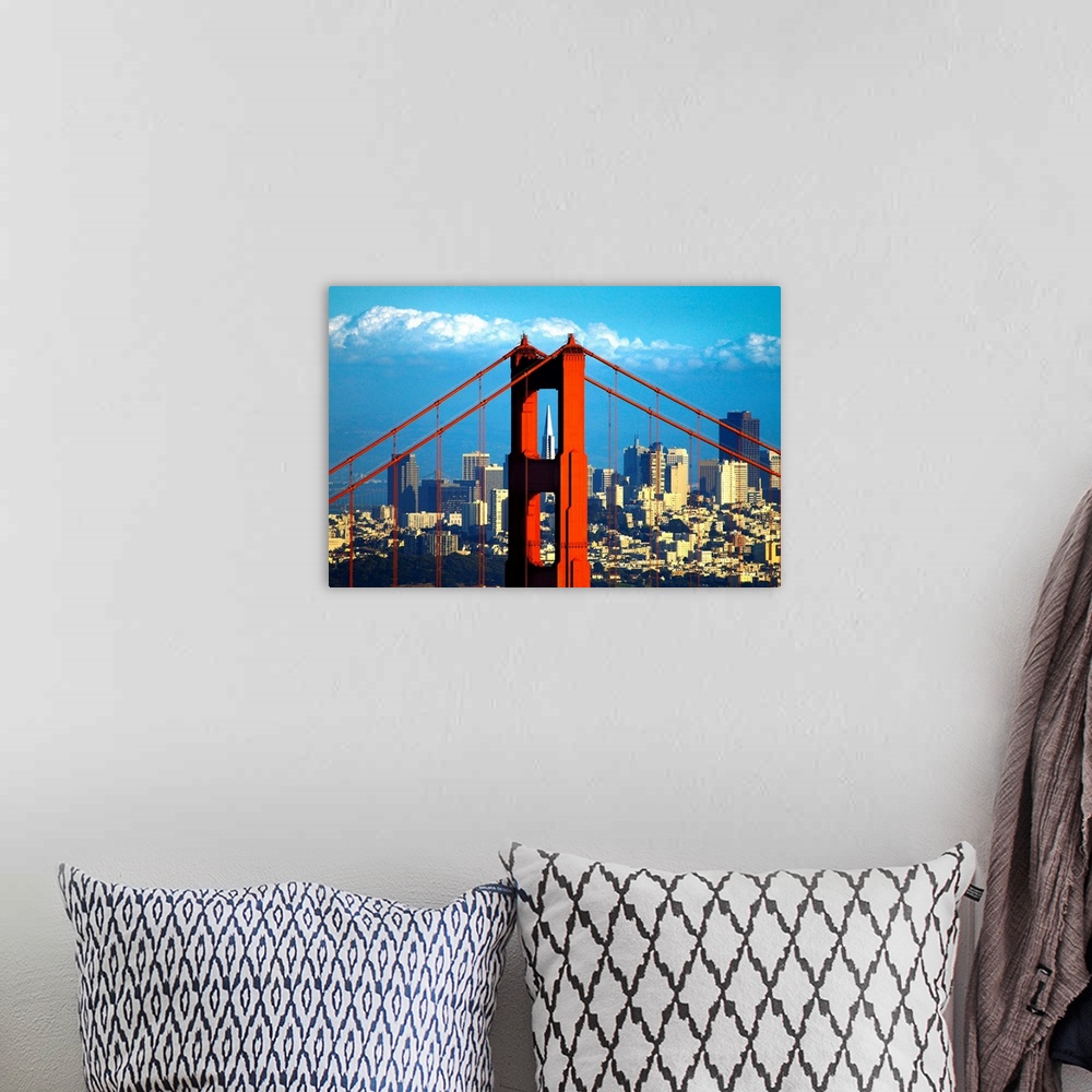 A bohemian room featuring CA, San Francisco, Golden Gate Bridge, View of the Transamerica Pyramid