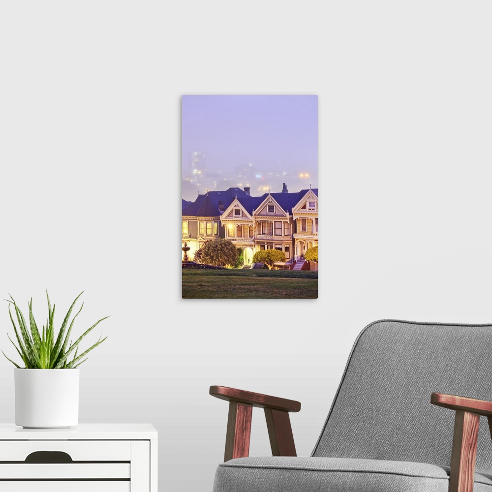 A modern room featuring California, San Francisco, Alamo Square, Painted Ladies in Alamo Square at night