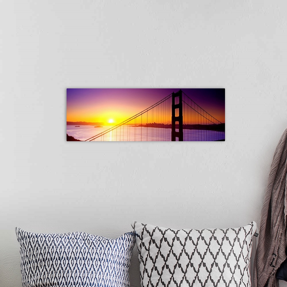A bohemian room featuring California, San Francisco, View of the Bridge and the skyline at dawn