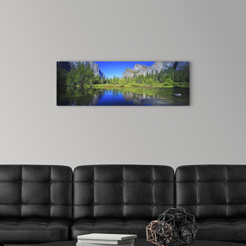 A modern room featuring California, Yosemite National Park, Panoramic view of El Capitan and Merced river