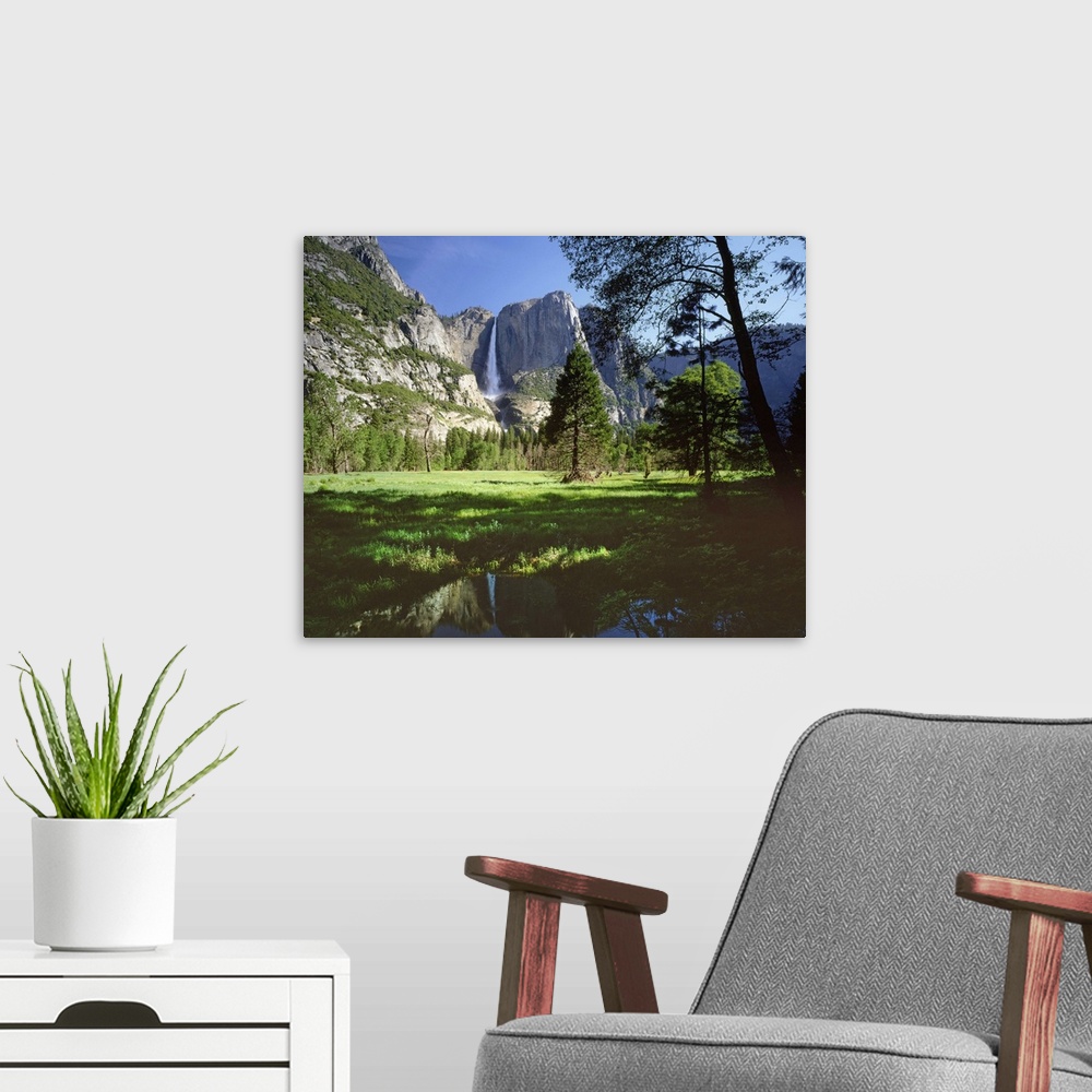 A modern room featuring United States, USA, California, Yosemite National Park, Yosemite Falls with Spring time flow in Y...