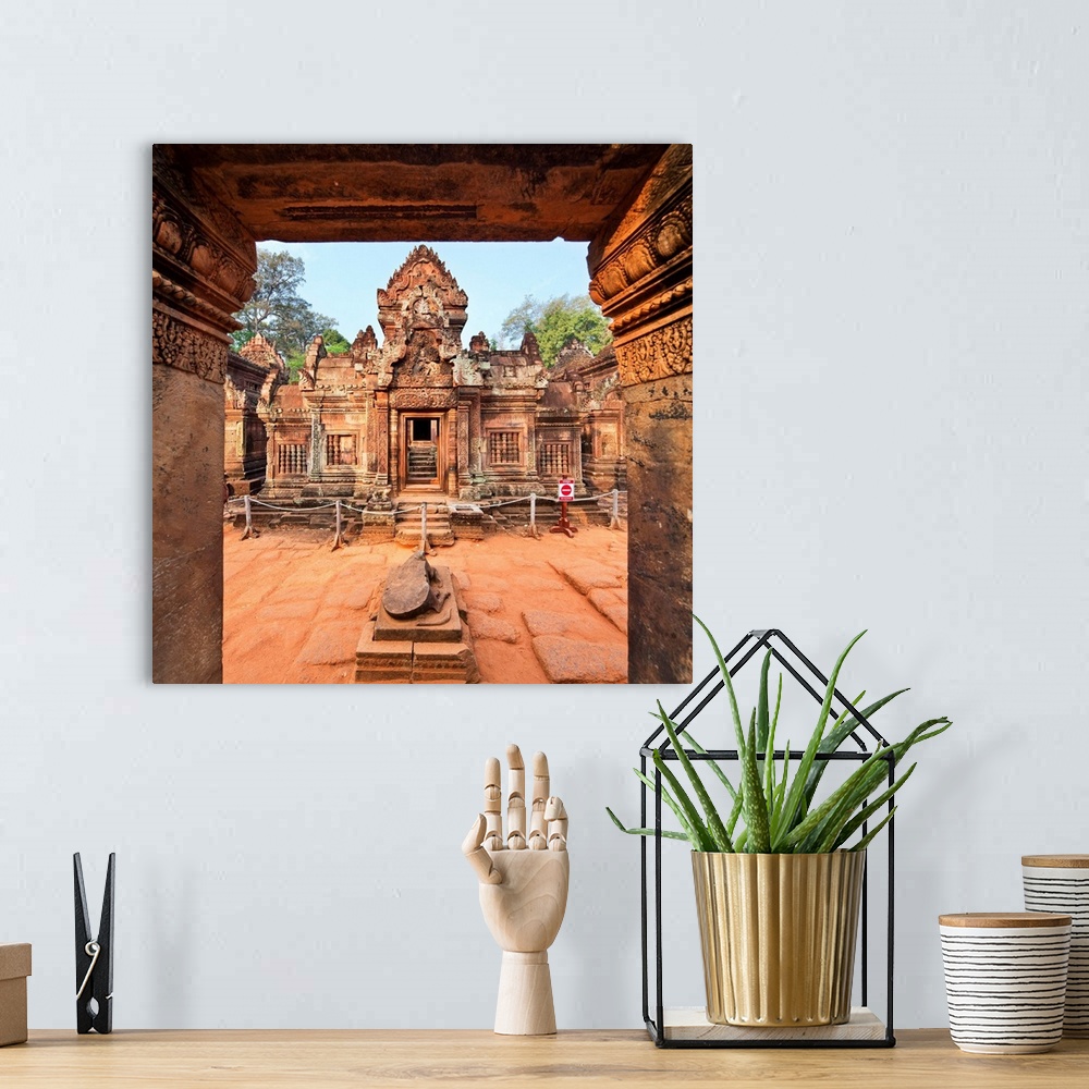 A bohemian room featuring Cambodia, Siemreab, Angkor, Banteay Srei, also known as Lady Temple, considered to be one of the ...