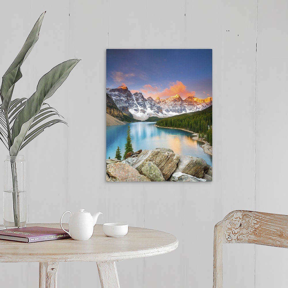 A farmhouse room featuring Canada, Alberta, Rocky Mountains, Banff National Park, Moraine Lake, Valley of the Ten Peaks.