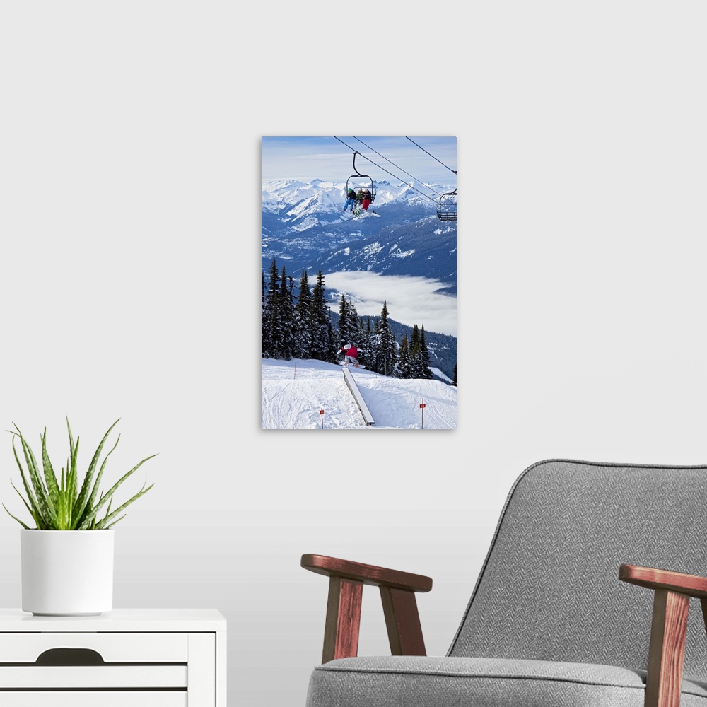 A modern room featuring Canada, British Columbia, Skiiing in the 7th Heaven Express slope