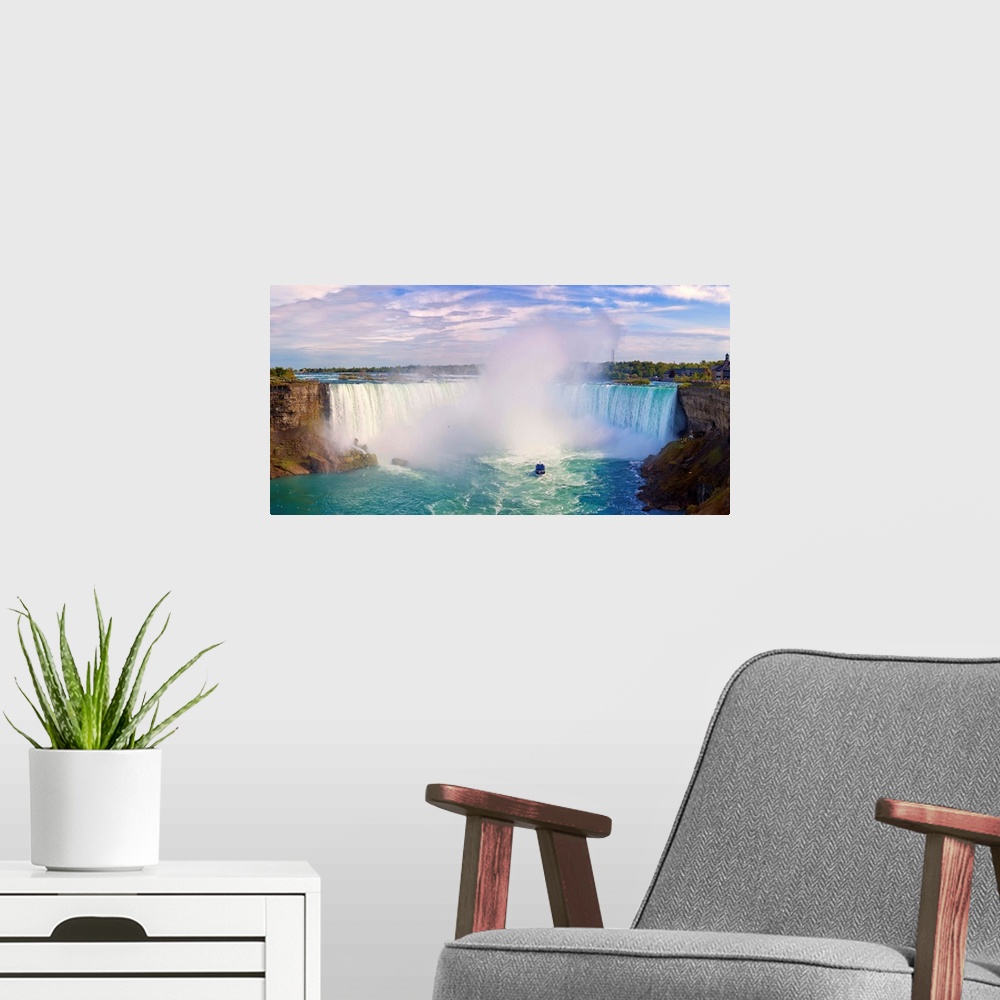 A modern room featuring Canada, Ontario, Niagara Falls, The Canadian Horseshoe Falls (709m) with Maid of the Mist tourist...