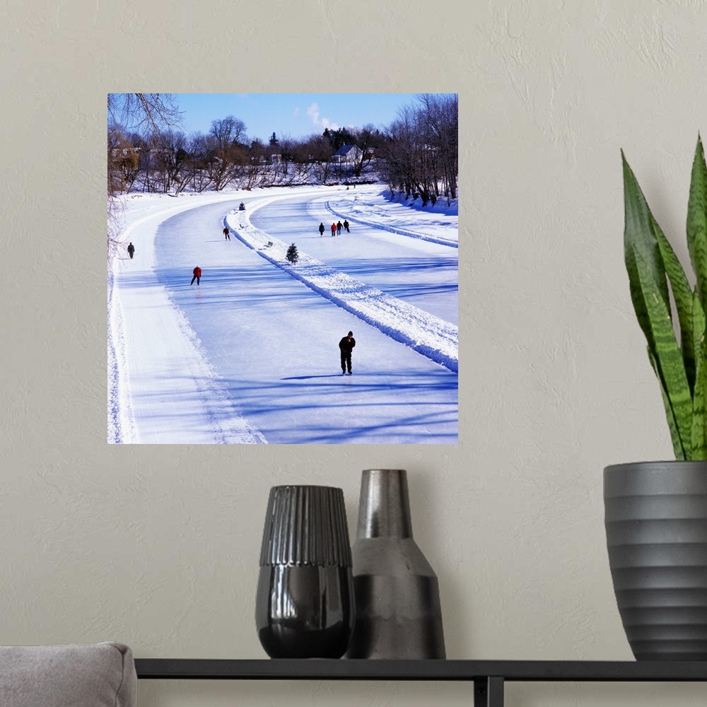 A modern room featuring Canada, Quebec, Lanaudiere, Joliette, skating on the Assomption river