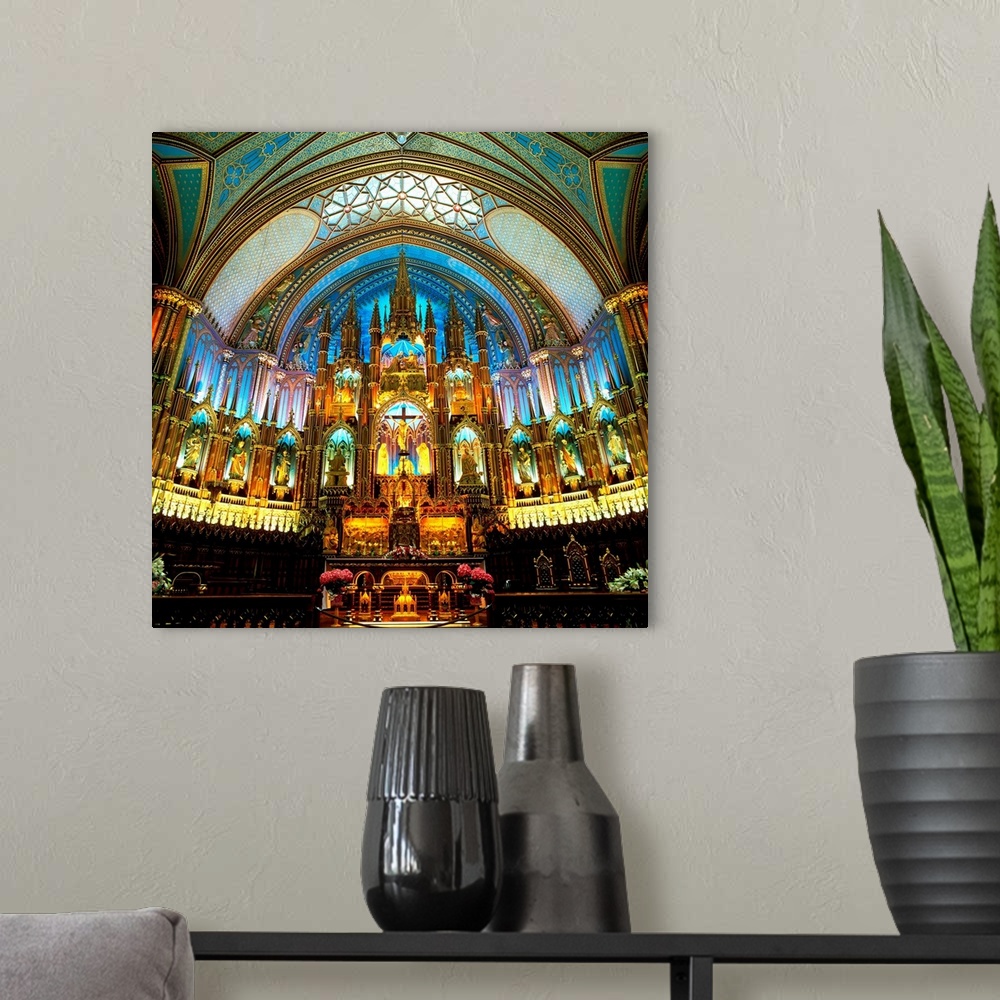 A modern room featuring Montreal, Quebec, Canada, April 20, 2000. Notre Dame Cathedral..Photo:Alberto Biscaro