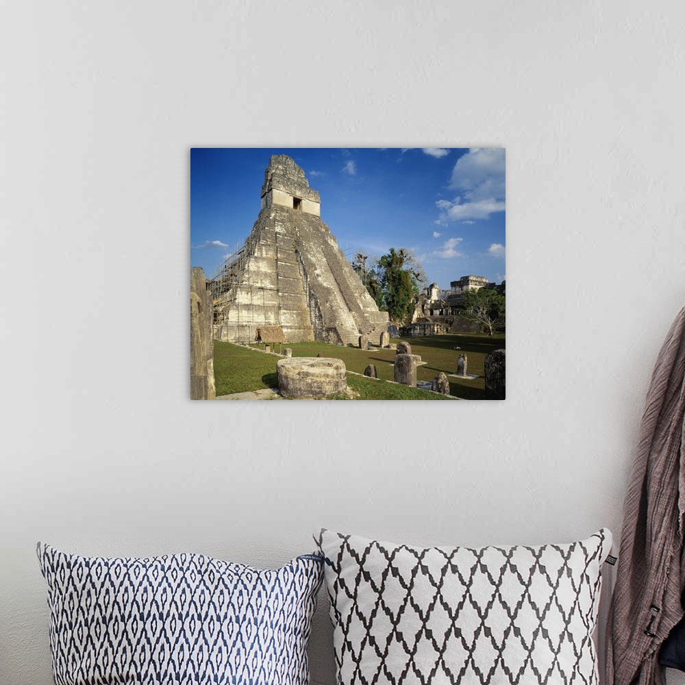 A bohemian room featuring Central America, Guatemala, Tikal, Temple of the Grand Jaguar on the Great Plaza