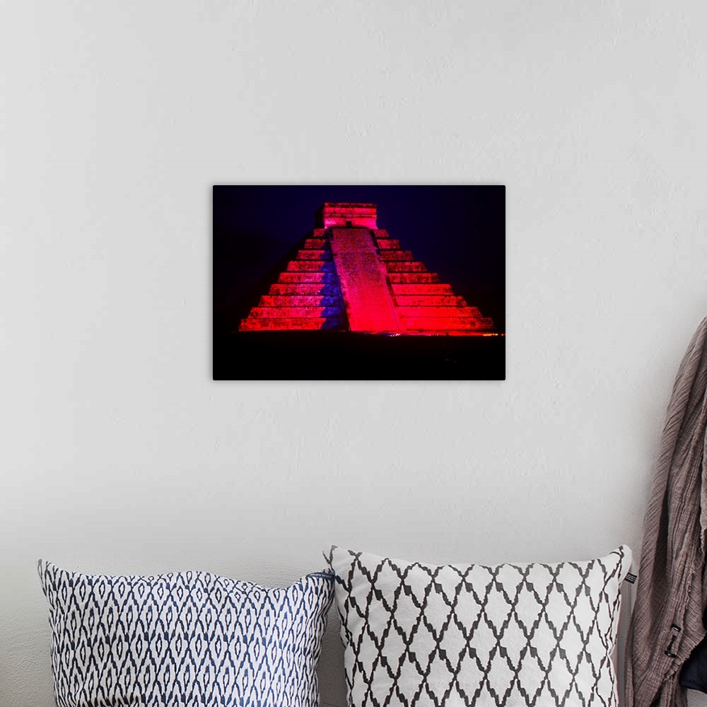 A bohemian room featuring The Pyramid of Kukulcan, also known as "El Castillo", is the most important monument of Chichen I...