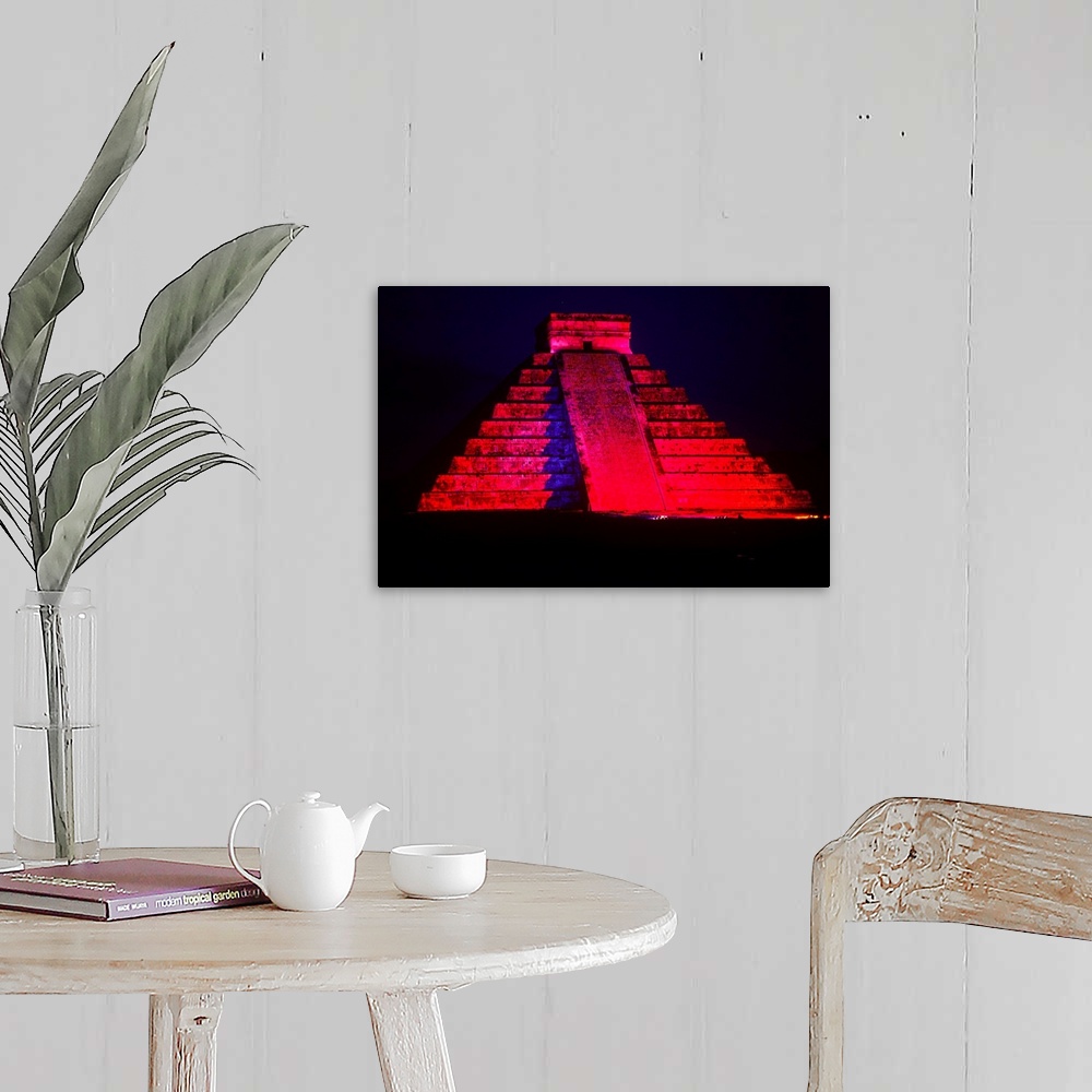 A farmhouse room featuring The Pyramid of Kukulcan, also known as "El Castillo", is the most important monument of Chichen I...