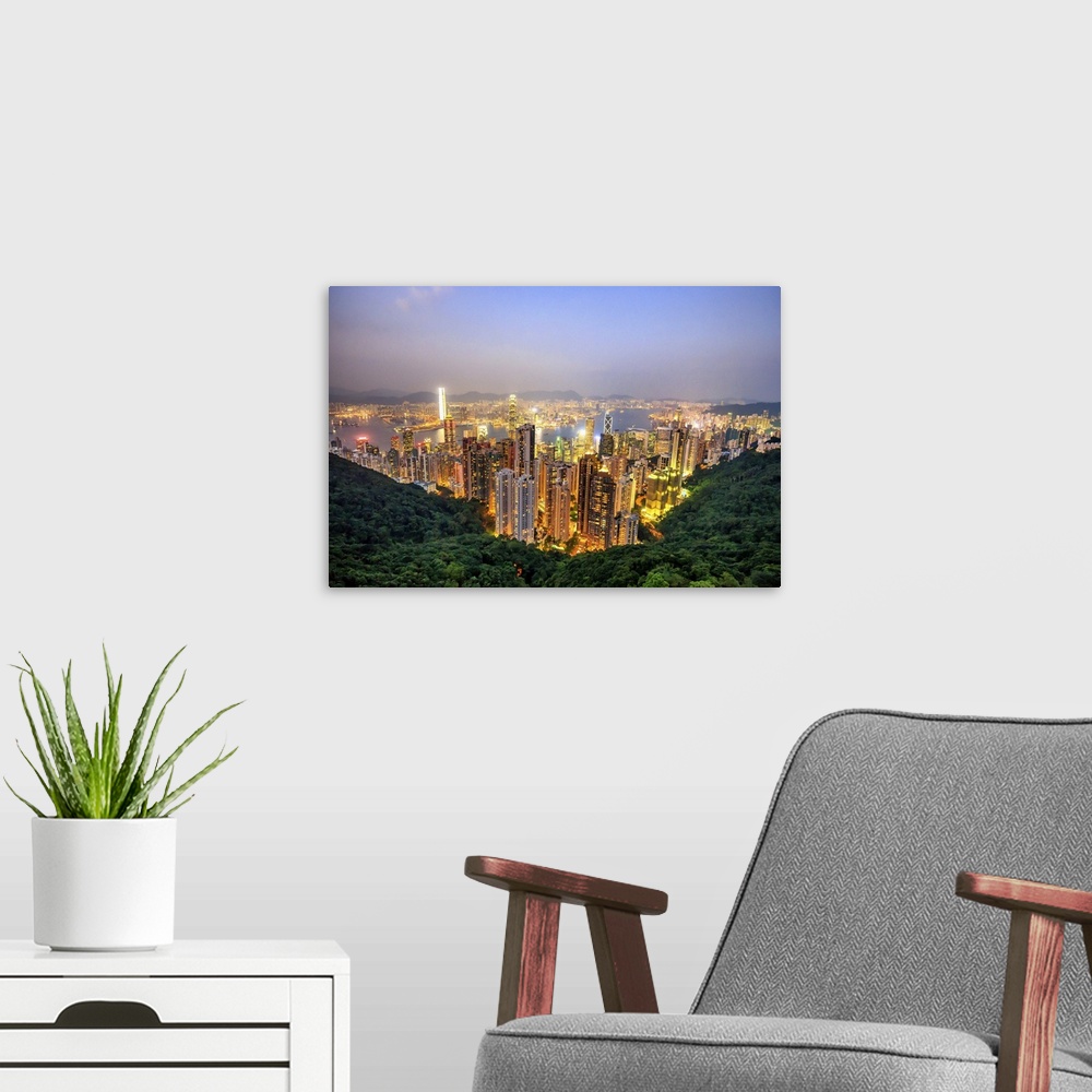 A modern room featuring China, Hong Kong, Hong Kong island, Victoria Harbor, View from Victoria Peak