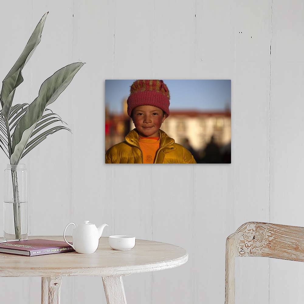 A farmhouse room featuring China, Tibet, Young Tibetan Girl on the Tibetan New Year