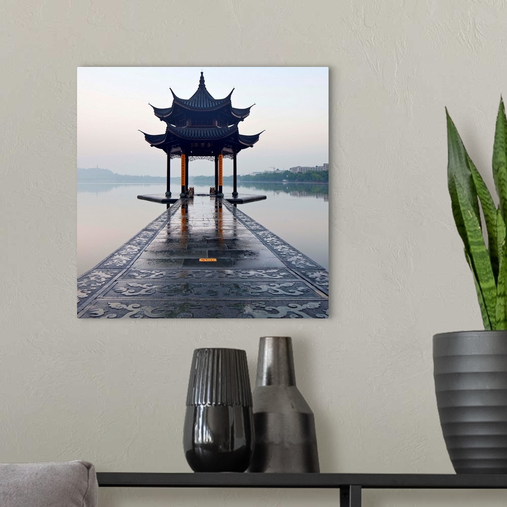 A modern room featuring China, Zhejiang, Hangzhou, The West Lake.