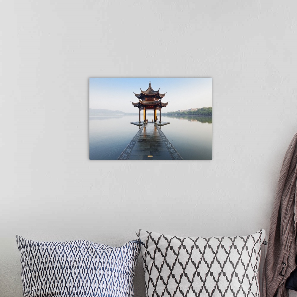 A bohemian room featuring China, Zhejiang, Hangzhou, The West Lake.