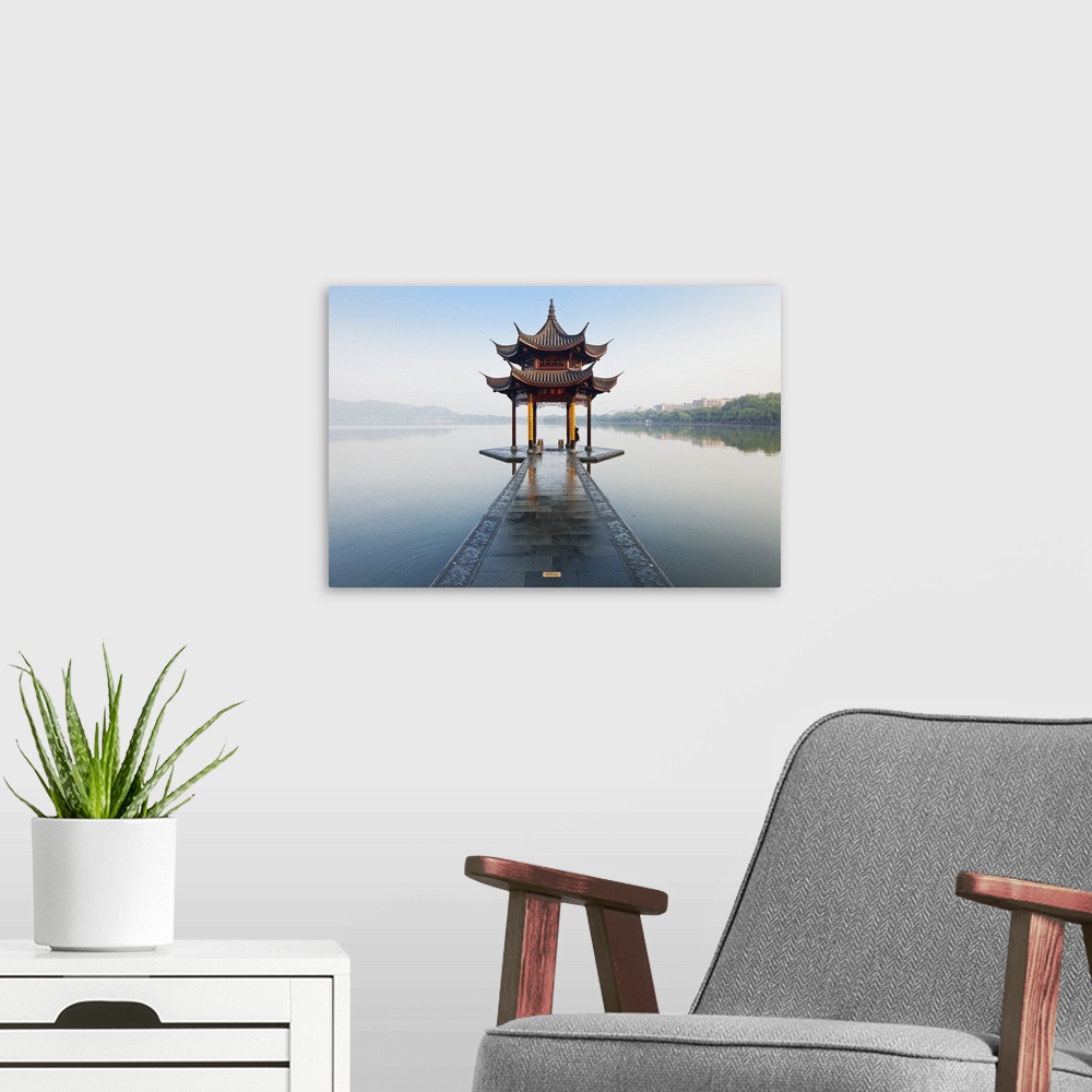 A modern room featuring China, Zhejiang, Hangzhou, The West Lake.