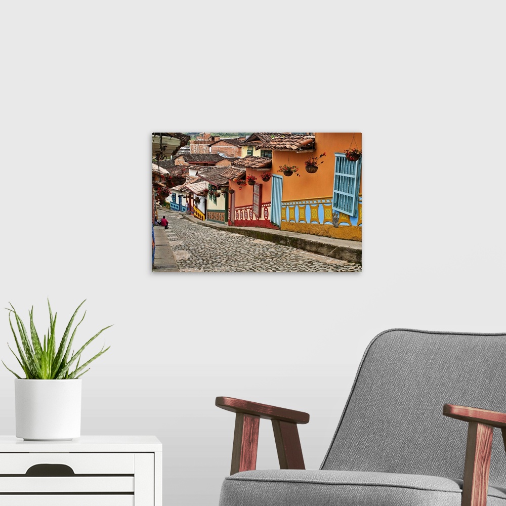 A modern room featuring Colombia, Antioquia, colorful street at Guatape town