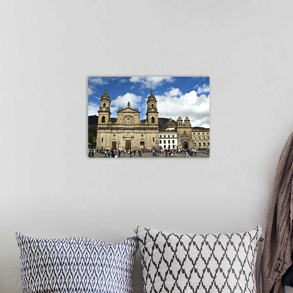 A bohemian room featuring Colombia, Bogota, Bolivar Square, Cathedral of Bogota