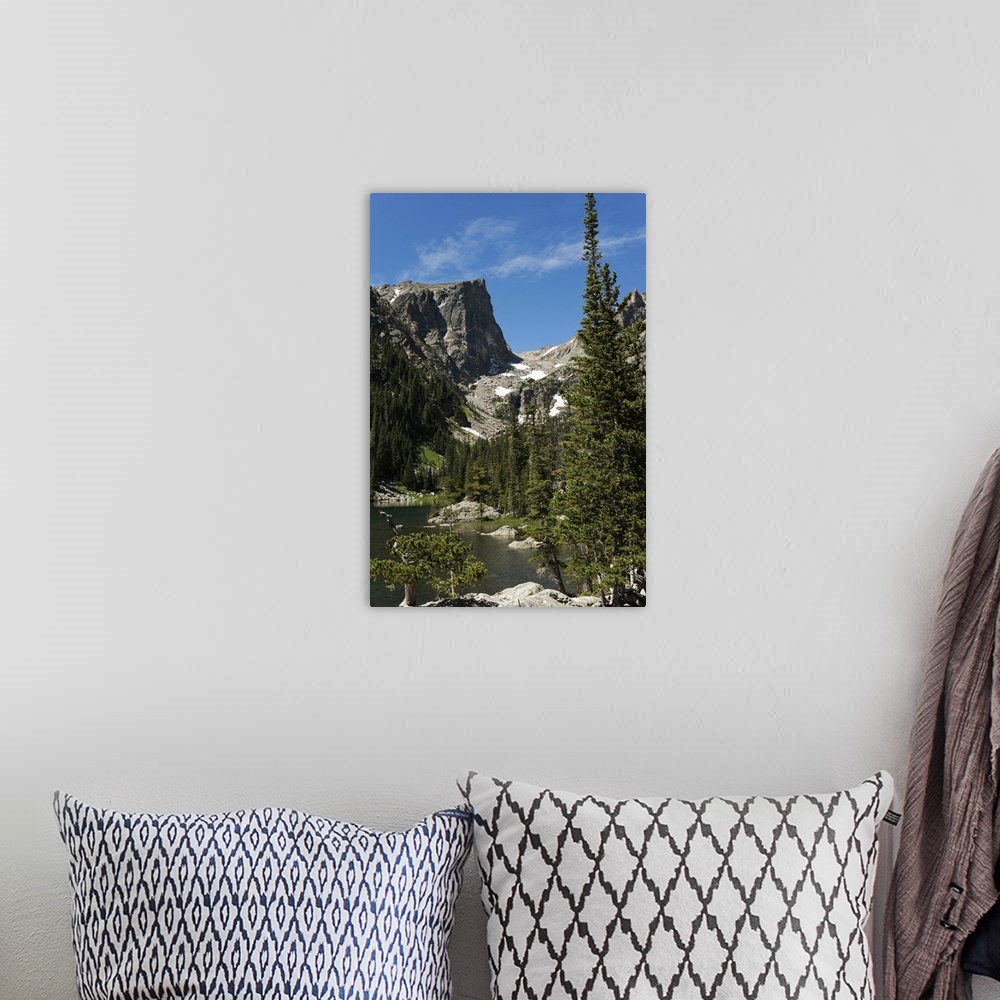 A bohemian room featuring Colorado, Rocky Mountain National Park, Emerald Lake on a trail starting from Bear Lake