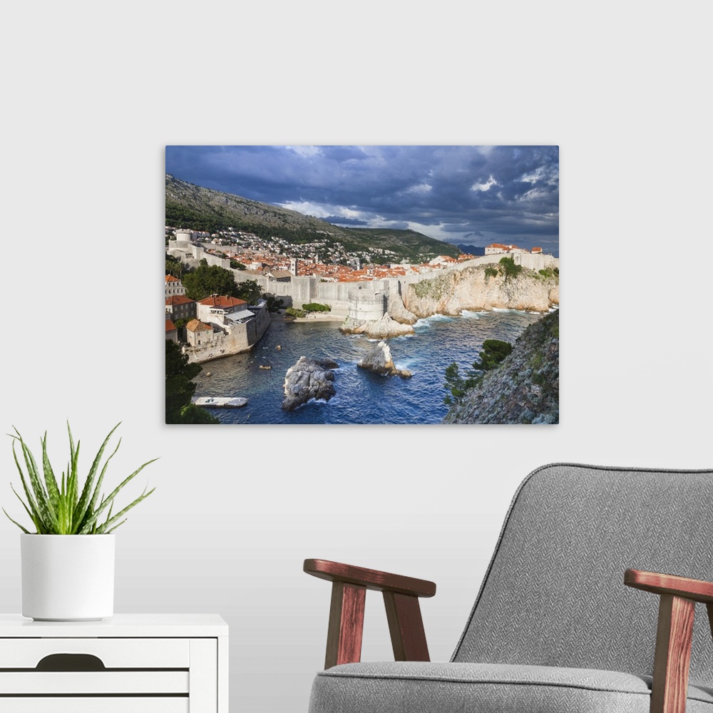A modern room featuring Croatia, Dalmatia, Mediterranean sea, Adriatic sea, Adriatic Coast, Dubrovnik, Old town, view fro...