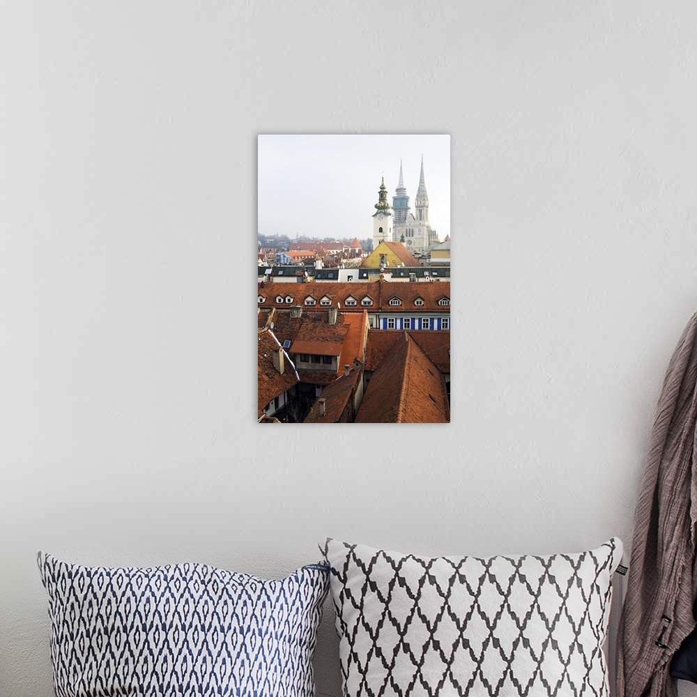 A bohemian room featuring Croatia, Zagreb, Mediterranean area, View across old town and the Cathedral