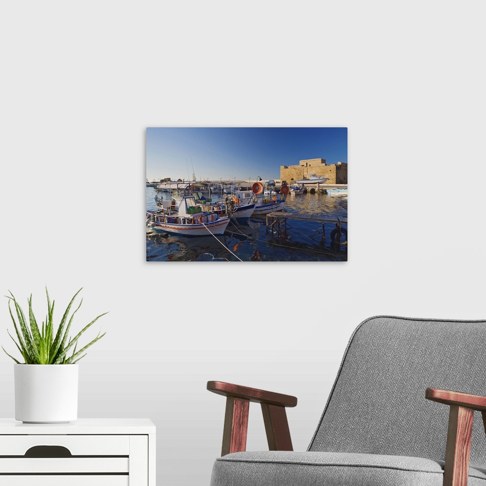A modern room featuring Cyprus, K.pros, Paphos, Pafos, Harbour and Pahos fortress in background
