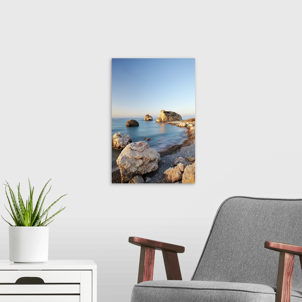 A modern room featuring Cyprus, South Cyprus, Petra tou Romiou, Aphrodite's Rock at sunrise