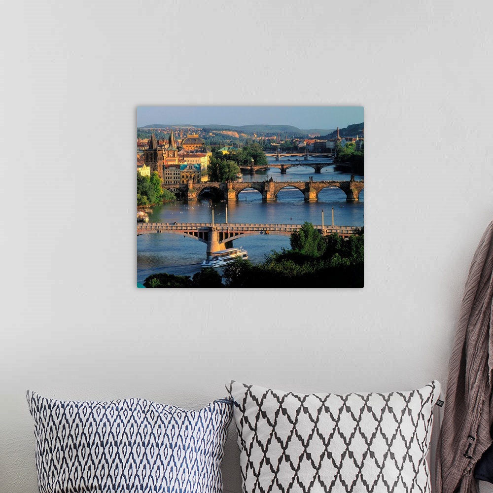 A bohemian room featuring Czech Republic, Prague, Bridges over River Vltava, Charles Bridge