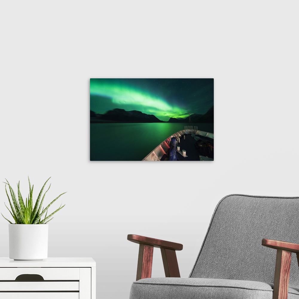 A modern room featuring Denmark, Greenland, Qeqqata, Kangerlussuaq, Northern lights, Aurora Borealis