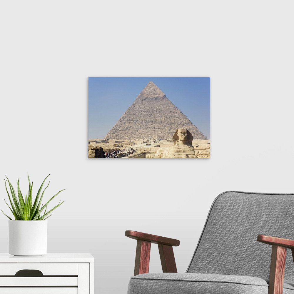 A modern room featuring Egypt, Cairo, Giza, Pyramids of Giza, The Sphinx and the Pyramid of Khafre