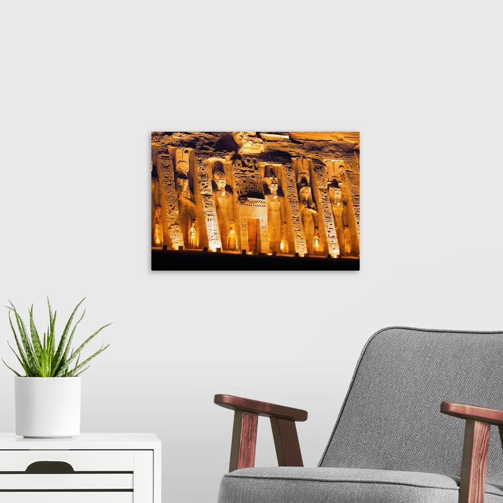 A modern room featuring Egypt, Nubia, Abu Simbel, Temple of Hathor dedicated to Nefertari (Ramses Queen).