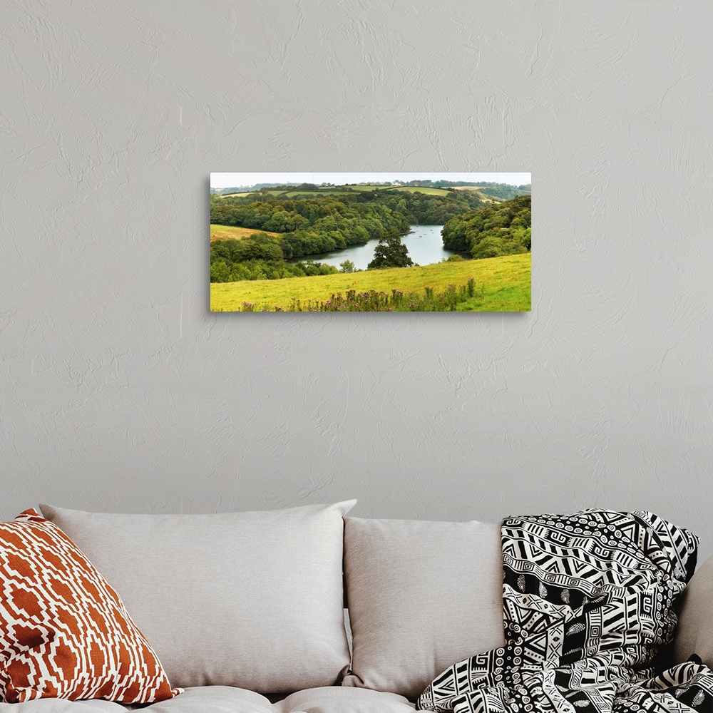 A bohemian room featuring United Kingdom, UK, England, Great Britain, Cornwall, Looking down on the Fal River from Trelissi...