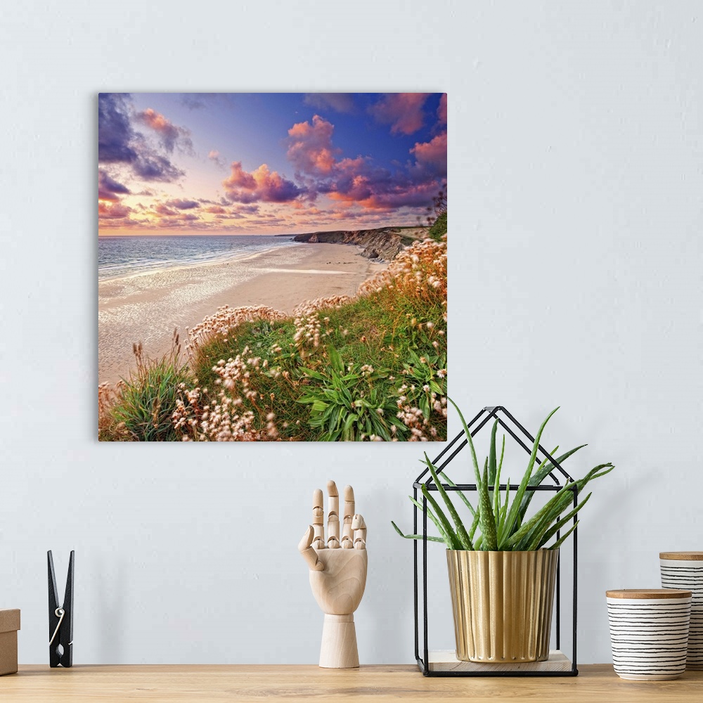 A bohemian room featuring United Kingdom, UK, England, Great Britain, Cornwall, Newquay, Watergate Bay, sunset