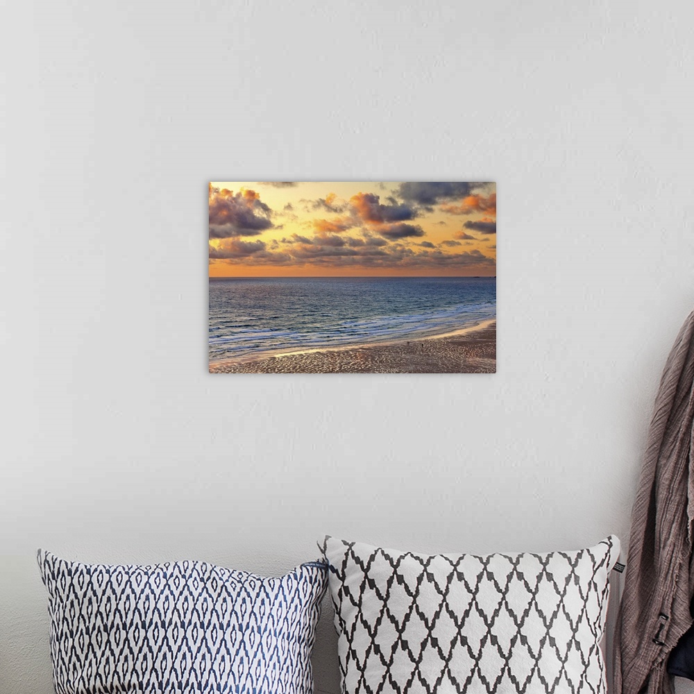 A bohemian room featuring England, Cornwall, Newquay, Watergate Bay, sunset