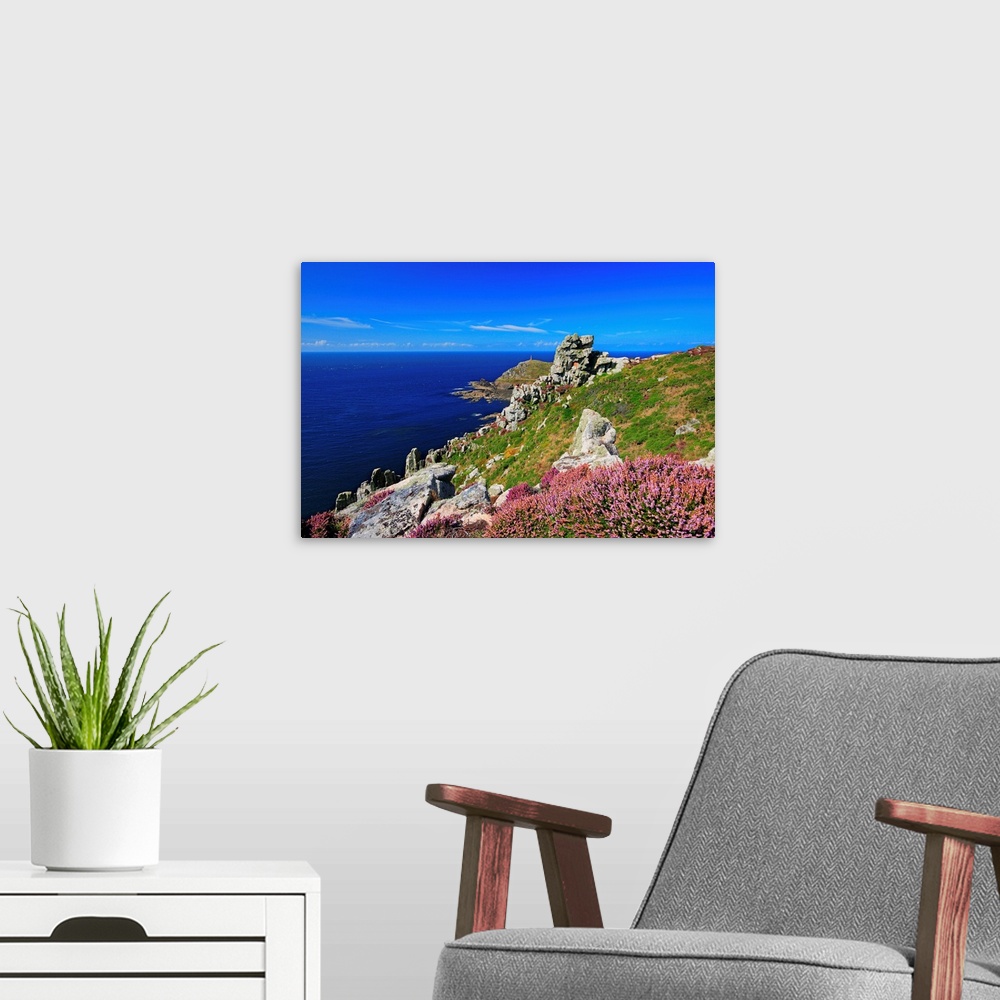 A modern room featuring England, Cornwall, Penwith peninsula, Coastal landscape at Cape Cornwall