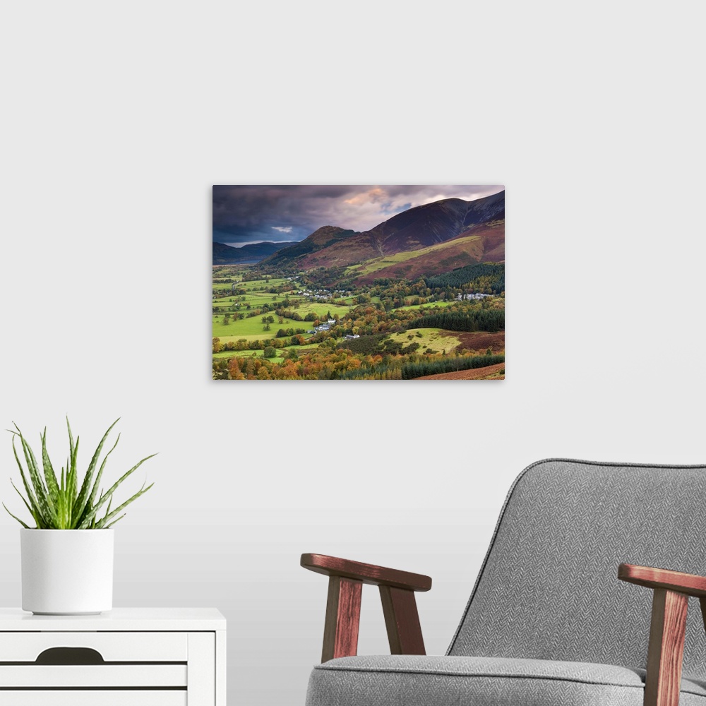 A modern room featuring England, Cumbria, Great Britain, Keswick, The valley of Borrowdale from Latrigg summit