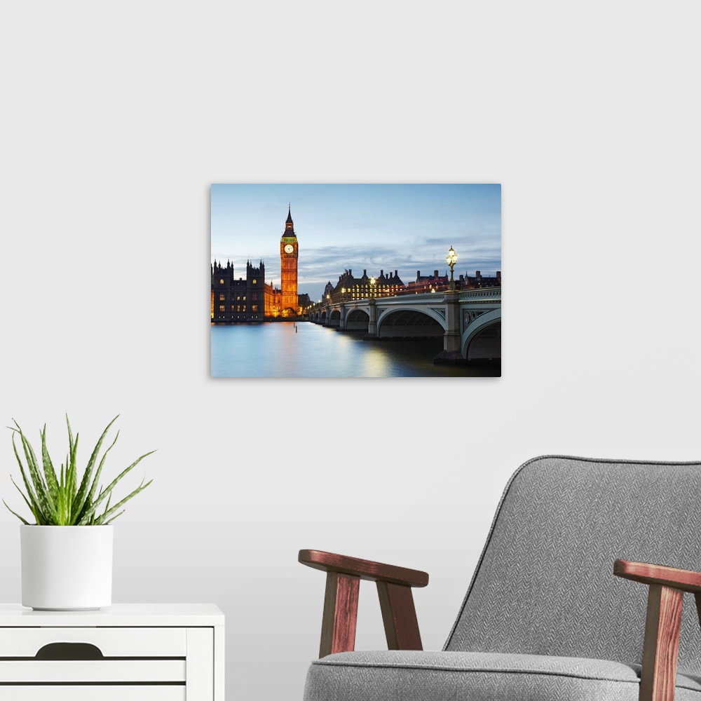 A modern room featuring UK, England, London, Great Britain, City of Westminster, Big Ben, Big Ben, the Houses of Parliame...