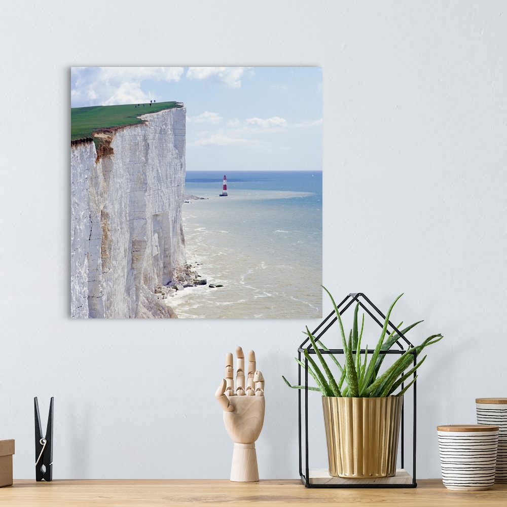 A bohemian room featuring England, Sussex, Seven Sisters cliffs, Beachy Head Lighthouse