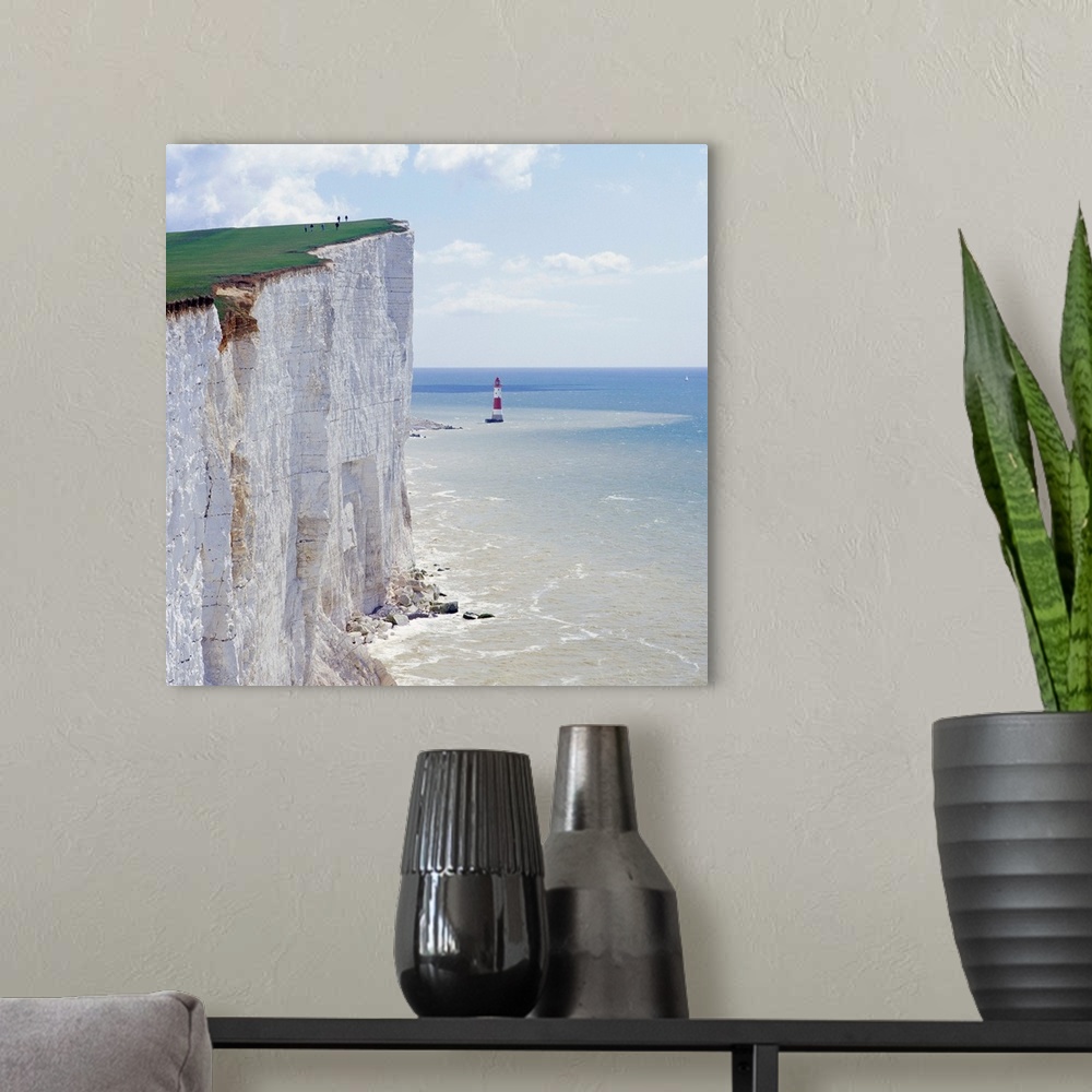 A modern room featuring England, Sussex, Seven Sisters cliffs, Beachy Head Lighthouse