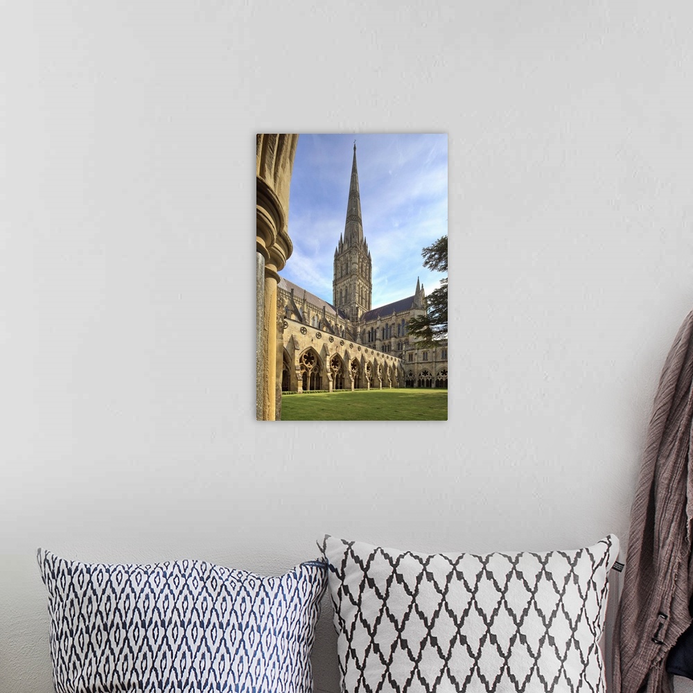 A bohemian room featuring England, Wiltshire, Salisbury, Salisbury Cathedral colonnade and cloister