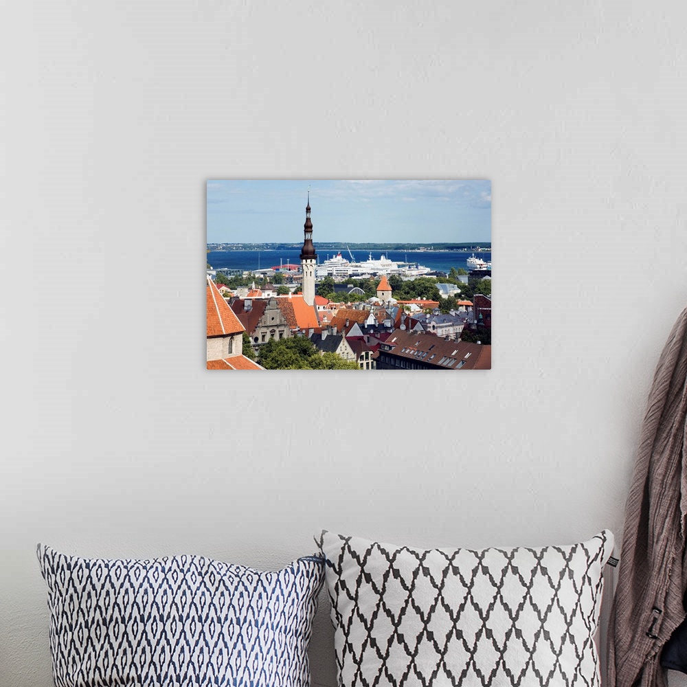A bohemian room featuring Estonia, Eesti, Skyline with view of the Town Hall steeple
